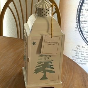 Indoor outdoor metal lantern battery operated w candle